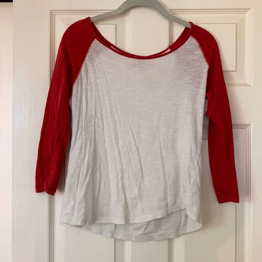 red and white long sleeve